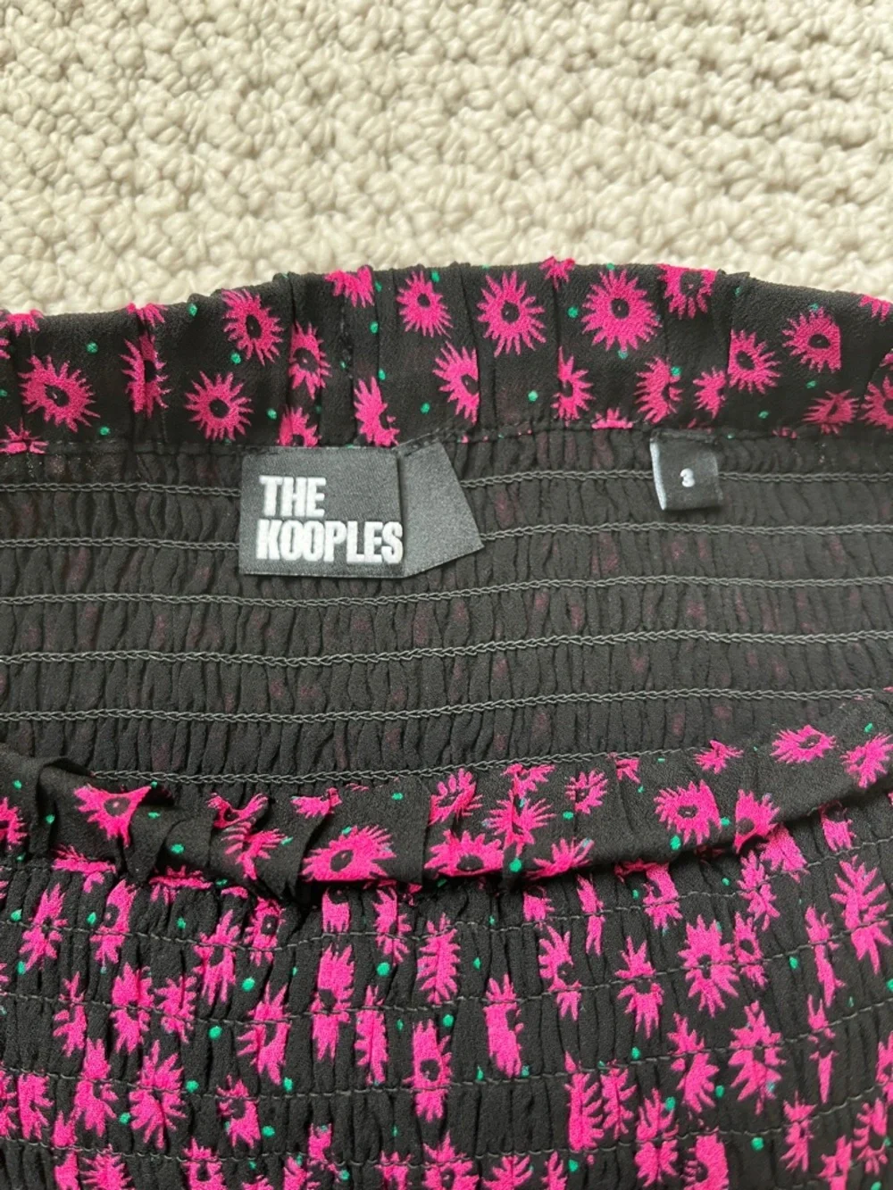 The Kooples Black Mini Skirt with Hot Pink Floral Print NWT S